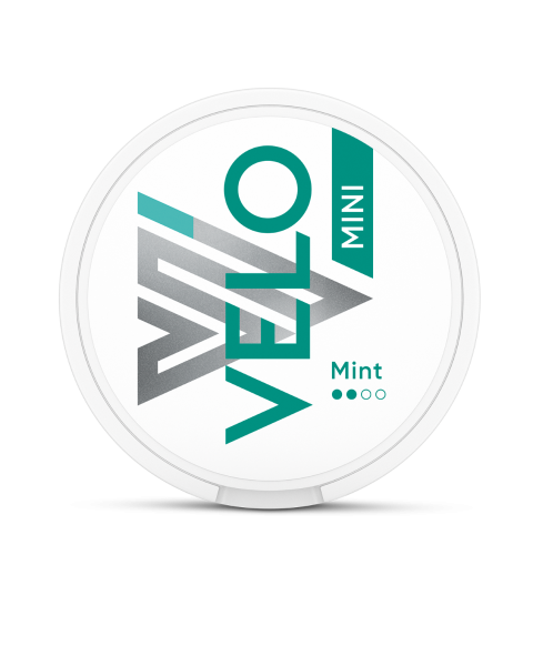 Schachtel mit Velo Mint Mini Nikotinbeuteln in der Vorderansicht