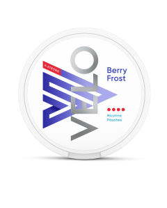 Boîte de sachets de nicotine Velo Berry Frost X-Strong de face
