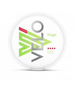 Schachtel mit Velo Hugo X-Strong Nikotinbeuteln in der Vorderansicht