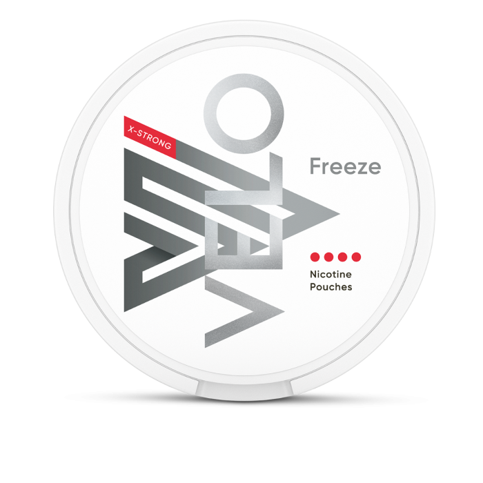 Box of Velo Freeze X-Strong nicotine pouches in front view
