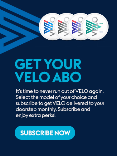 Velo nicotine pouches in the most popular flavours: Berry Frost, Freeze, Mint and Ice Cool in your Velo Abo