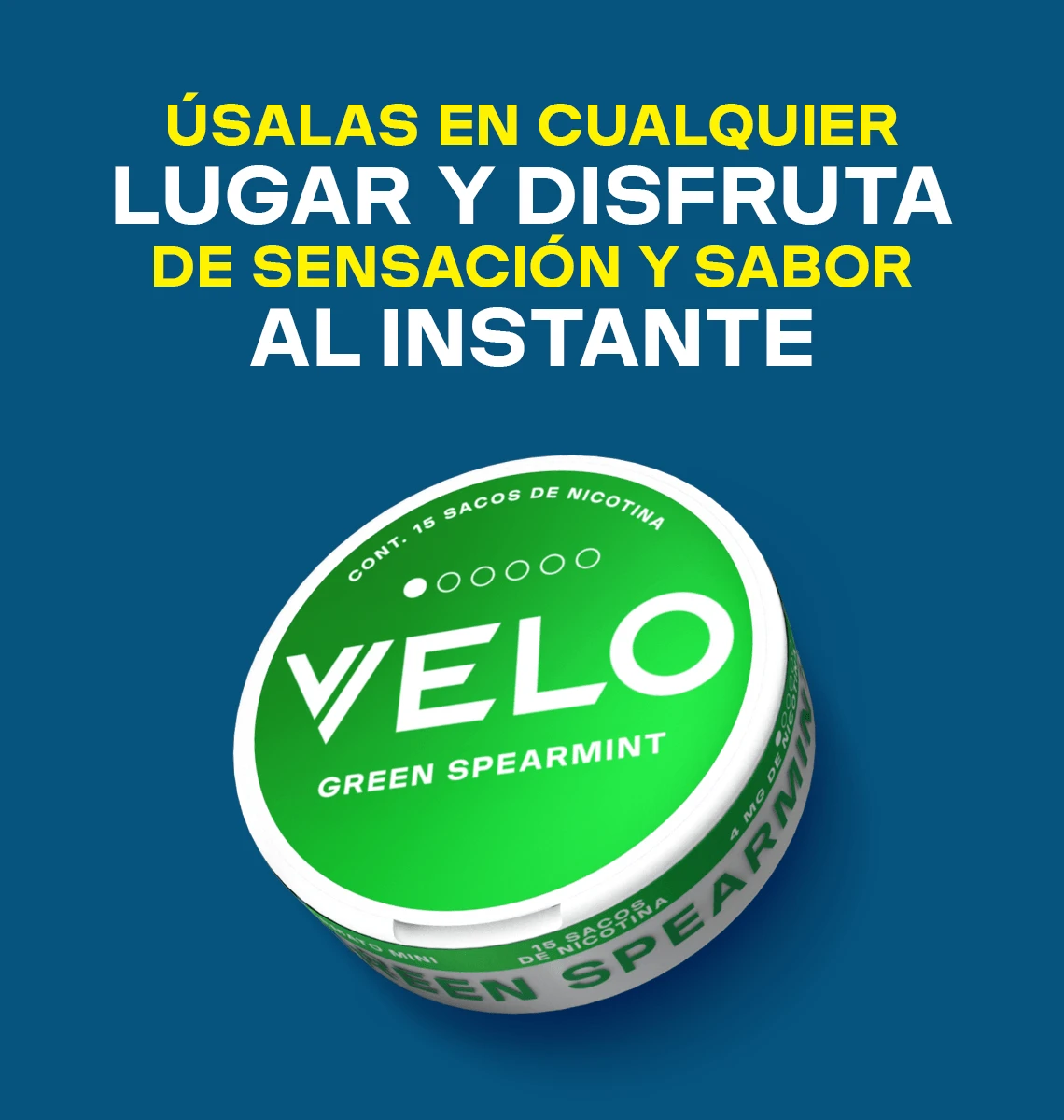 Teaser VELO en cualquier lugar bolsas de nicotina portátiles y discretas