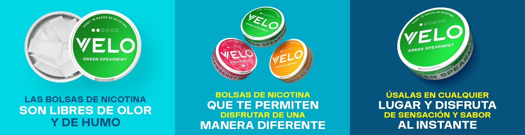 Teaser beneficios VELO bolsas de nicotina libres de olor sin humo en cualquier lugar