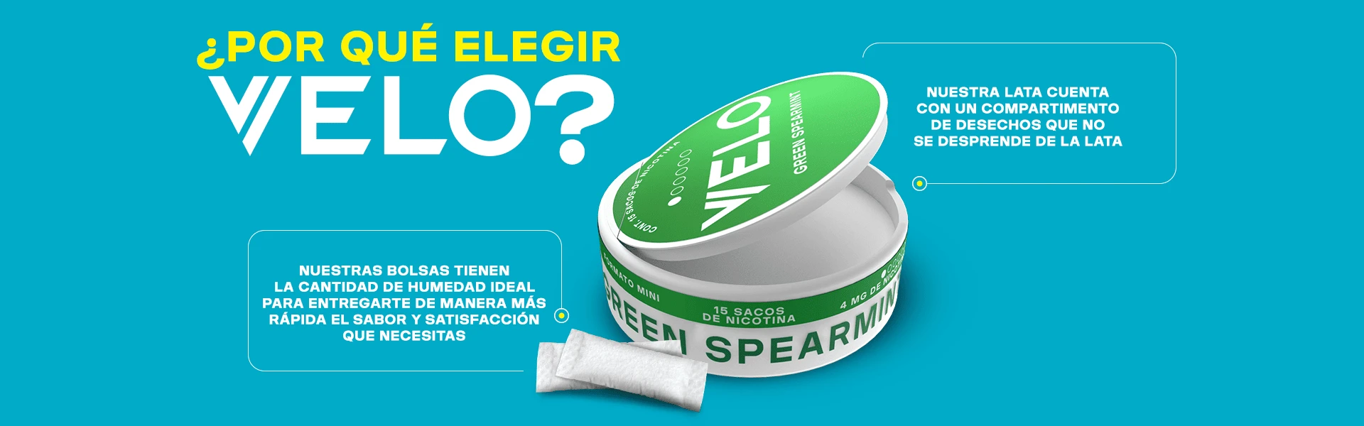 Teaser móvil por qué elegir VELO niveles de nicotina sin humo