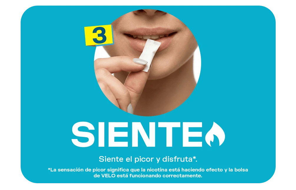 Paso Siente el hormigueo de tu nivel de nicotina VELO