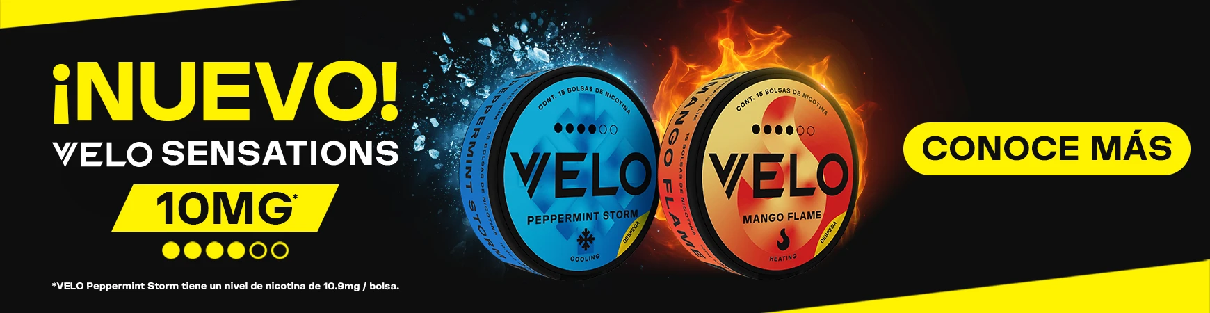 VELO Sensations, bolsas de nicotina sin tabaco 