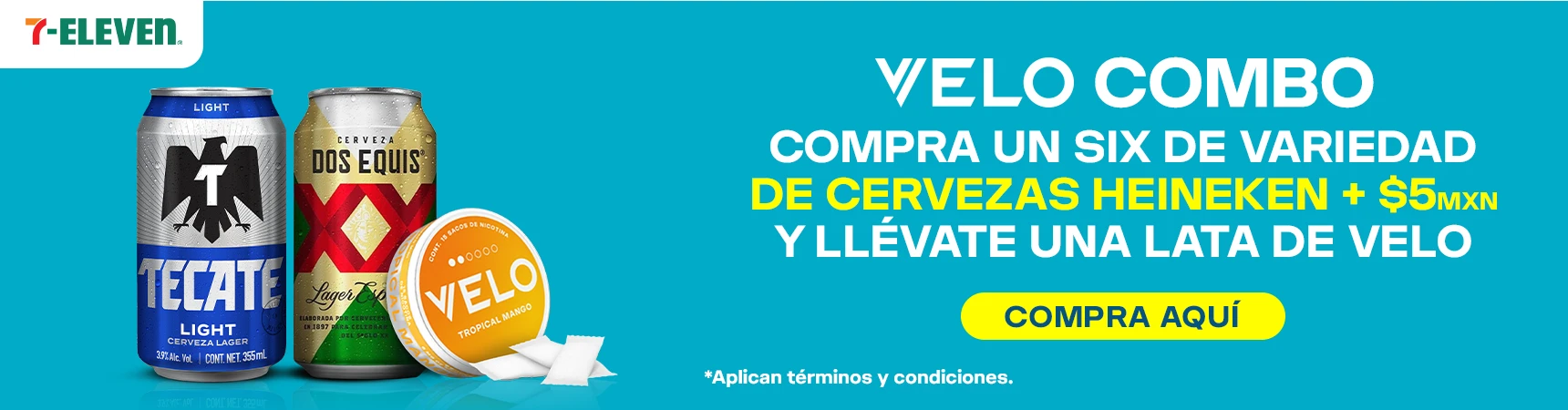 VVELO COMBO COMPRA UN SIX DE VAIREDAD DE CERVEZA HEINEKEN + VELO