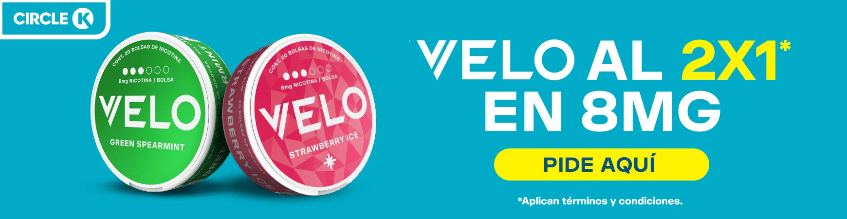 VELO X CIRCLE K promoción 2x1 8MG
