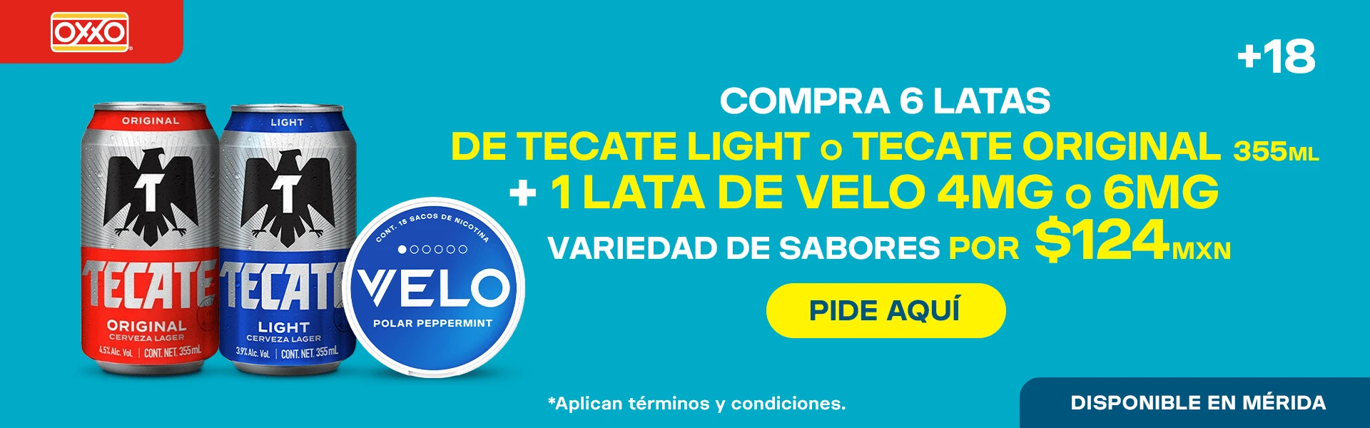 Promocion OXXO VELO SIX TECATE X VELO POR $109