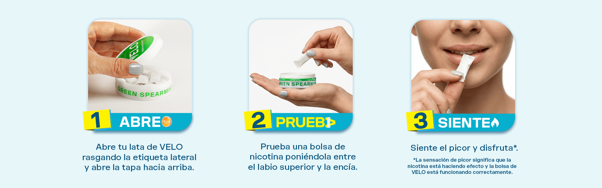 como se usa velo bolsas de nicotina