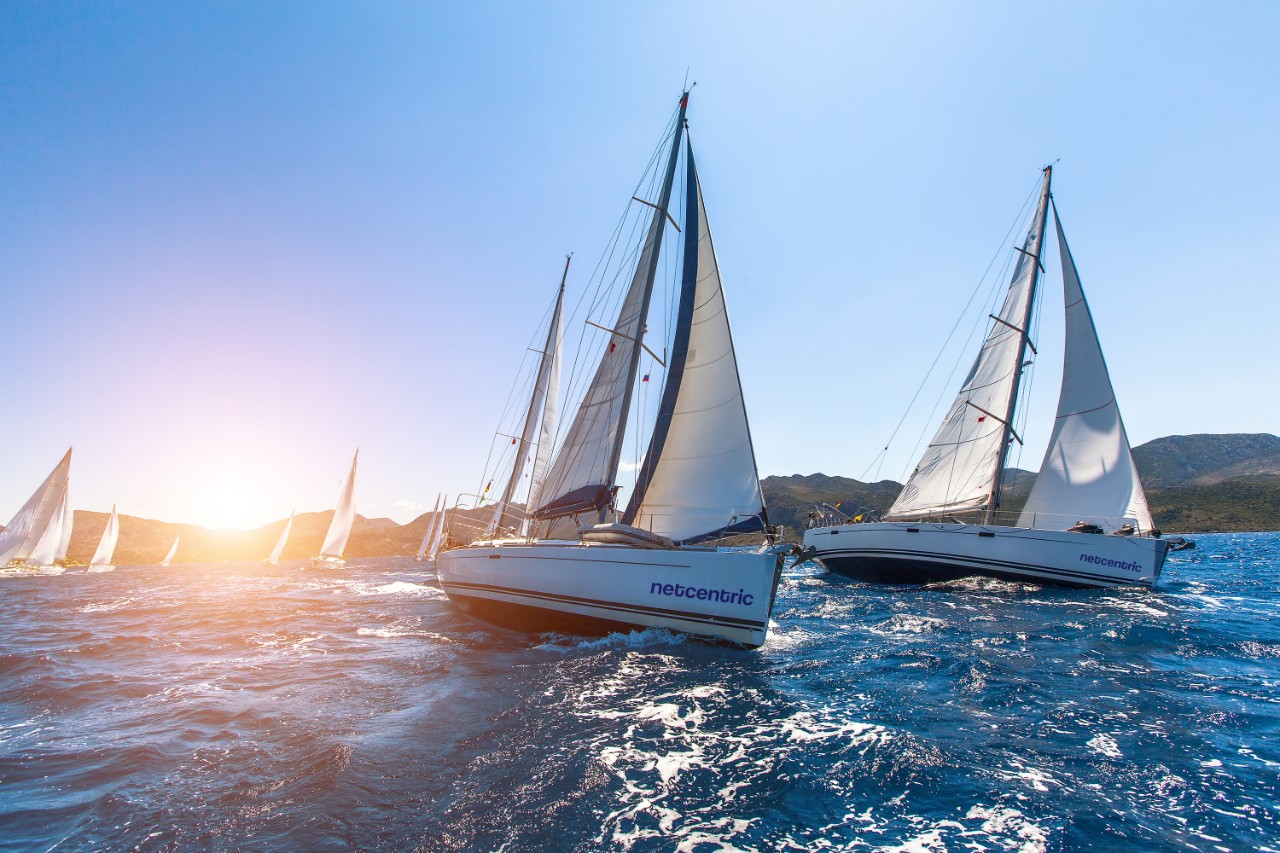 A sailing in the middle of the Sea