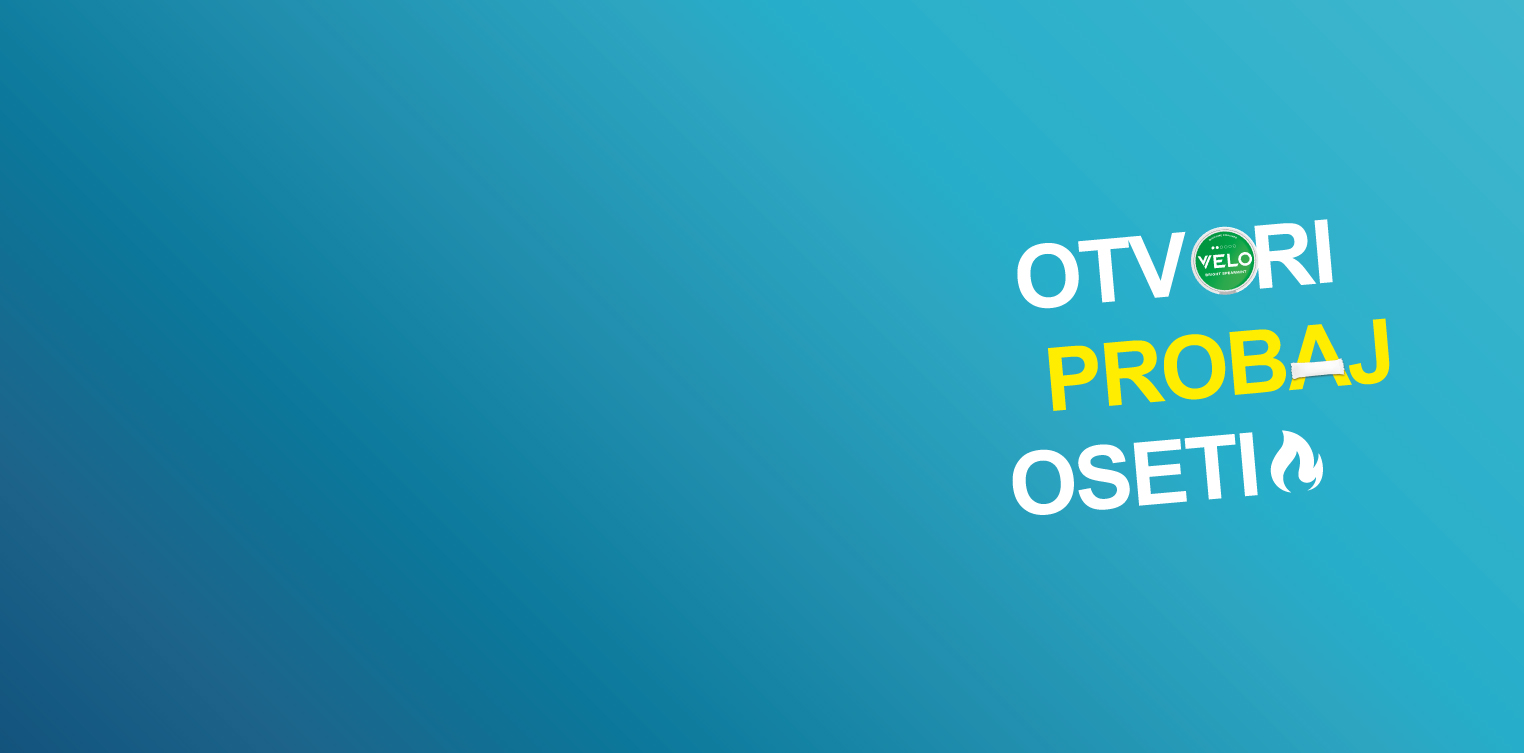 Velo slogan Otvori, probaj i oseti – vizual koji pokazuje kako se lako koristi proizvod