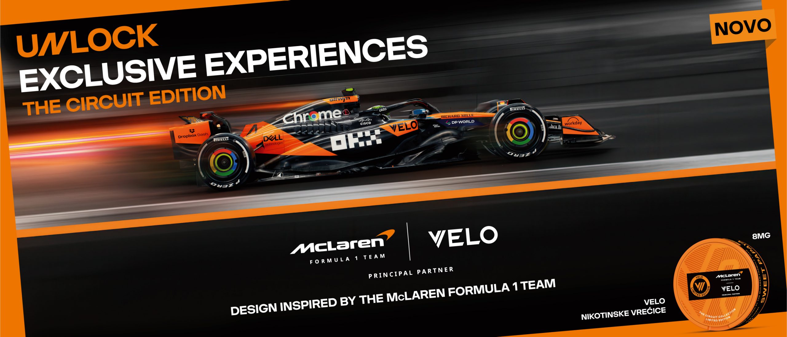 Novi VELO x McLaren Sweet Papaya 8mg - nikotinske vrecice