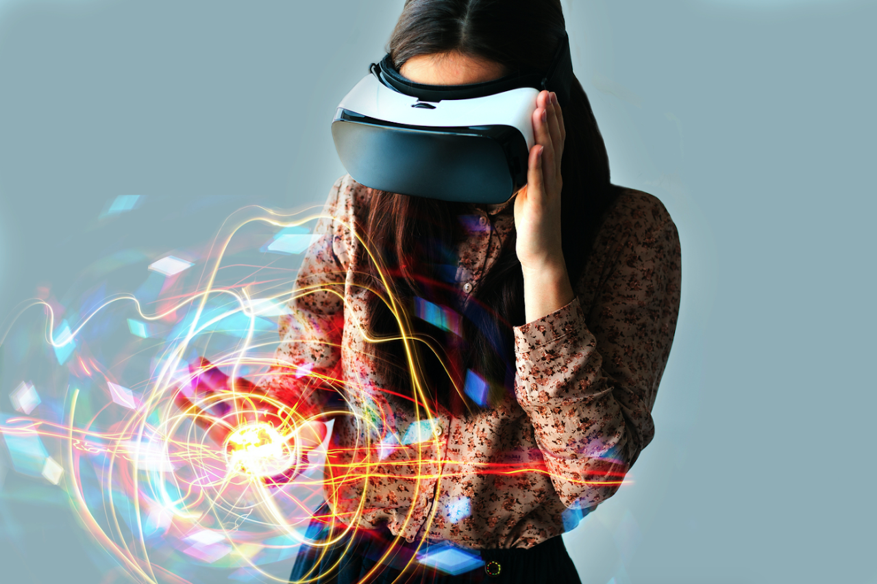 Woman with VR glasses